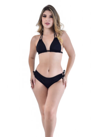 top triangular unicolor negro con tirantes ajustables