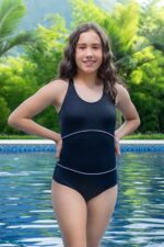 Vestido de baño entero olímpico de niña, recomendado para natación