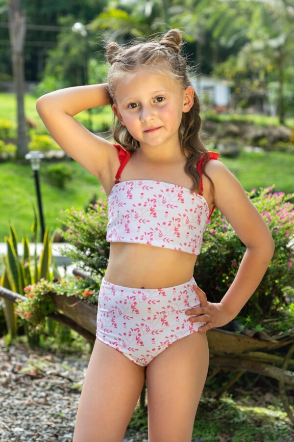 Vestido de baño 2 piezas para niña ¨Honey¨ con cargadoras de bolero y panty alto